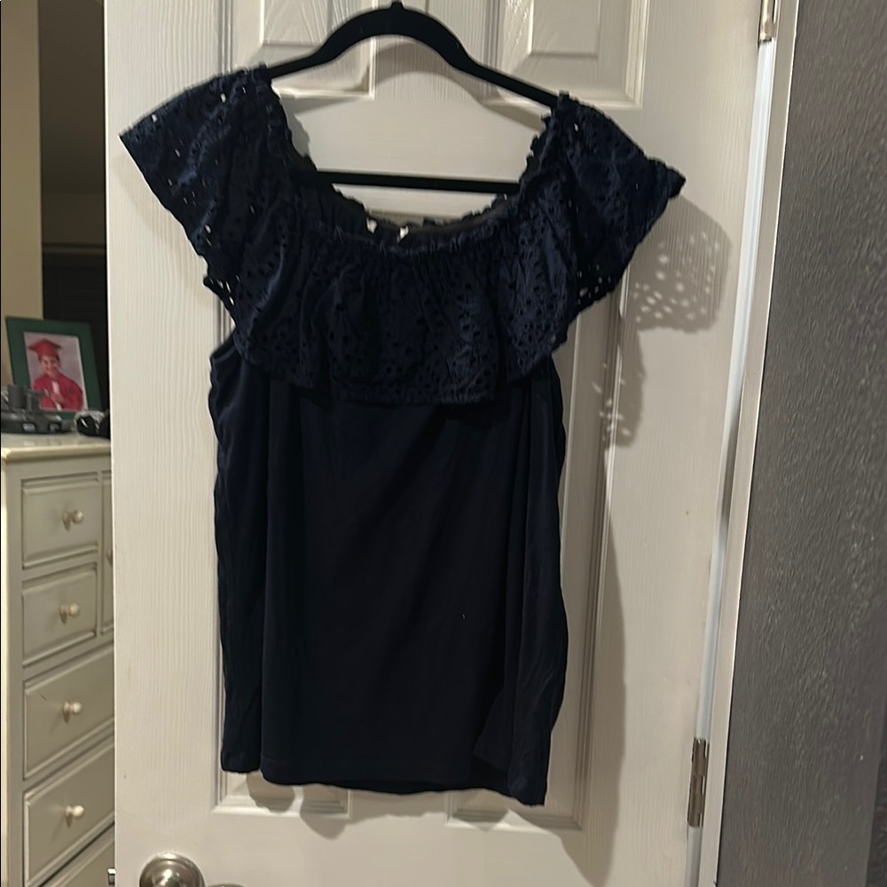 Off The Shoulder Navy Blue Women's Top